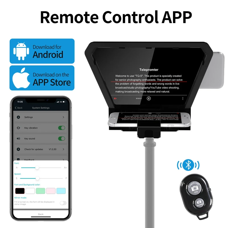 GVM TQ-S Teleprompter for iPad Tablet & Smartphone with Bluetooth APP Control
