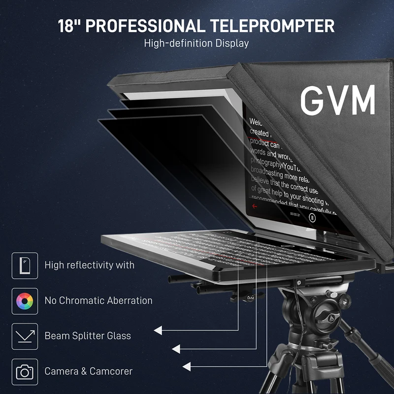 GVM Teleprompter Travel Kit with 18.5" Android All-in-One Monitor