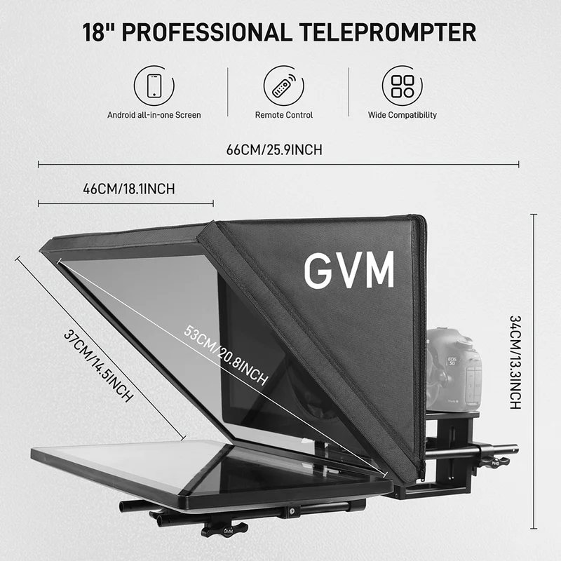 GVM Teleprompter Travel Kit with 18.5" Android All-in-One Monitor