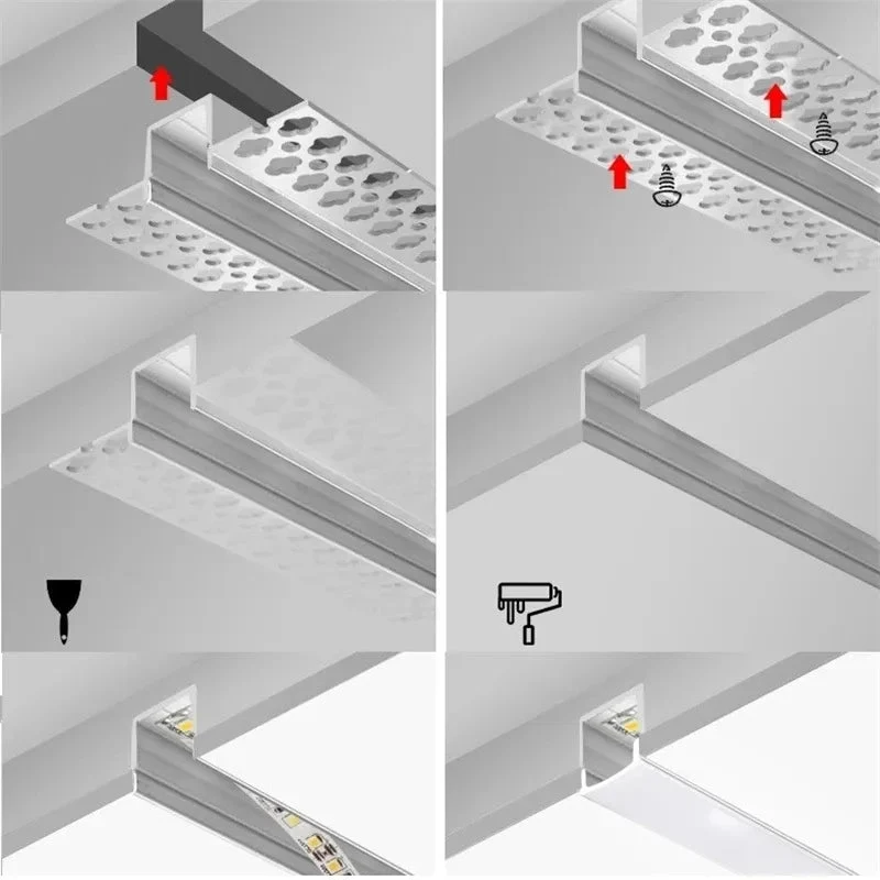 Profilé Encastrable Large 2m Aluminium pour Ruban LED Couvercle Blanc