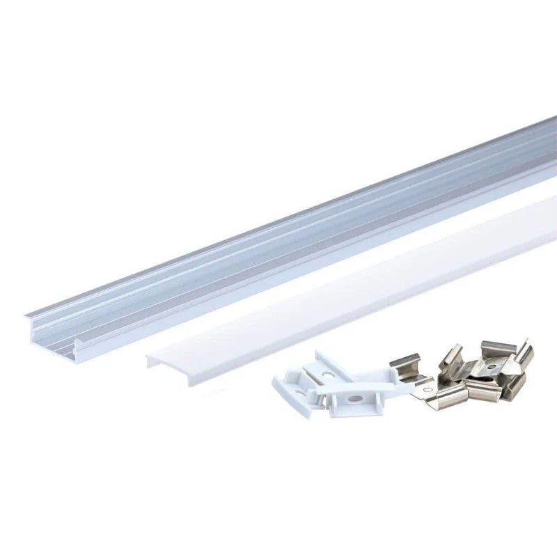 Profilé Aluminium Large Encastrable 2m pour Ruban LED - Cache Opaque Blanc