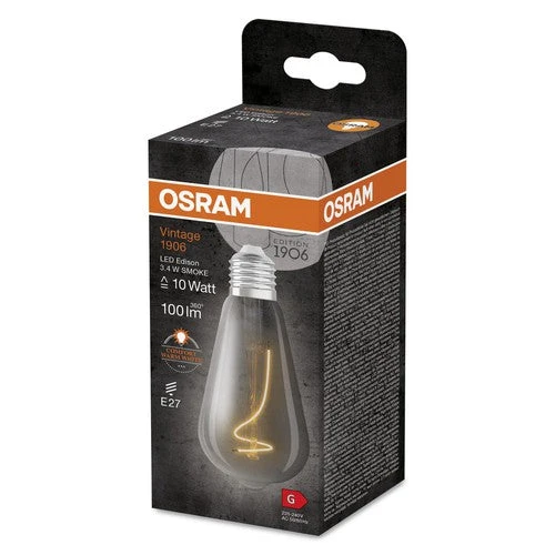 Ampoules LED OSRAM, édition vintage, remplacement de 10 watts, E27, ST64-shape, 1800 Kelvin, Warm Comfort Light, verre clair, single pack, E27