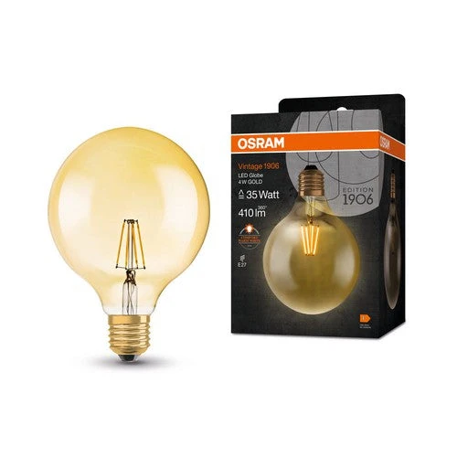 OSRAM Vintage 1906® Globe Classique125 Lampe, 4W, 410lm, E27, Blanc chaud