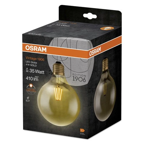 OSRAM Vintage 1906® Globe Classique125 Lampe, 4W, 410lm, E27, Blanc chaud