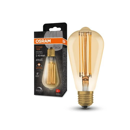 OSRAM Ampoules LED à intensité variable, édition Vintage, remplacement de 40 watts, E27, ST64-shape, 2200 Kelvin, Warm Comfort Light, verre clair, single Pack