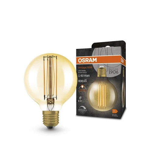 OSRAM Ampoules LED à intensité variable, édition vintage, remplacement de 60 watts, E27, G80, 2200 Kelvin, lumière chaude confort, verre clair, single pack