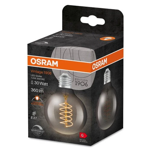 OSRAM Ampoules LED à intensité variable, édition vintage, remplacement de 30 watts, E27, G80, 1800 Kelvin, lumière chaude confort, verre clair, single pack