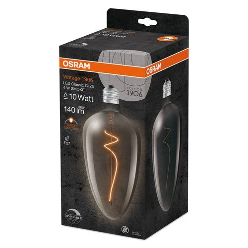 OSRAM Ampoules LED à intensité variable, édition vintage, remplacement de 15 watts, E27, C-shape, 1800 Kelvin, Comfort warm white, verre clair, single pack