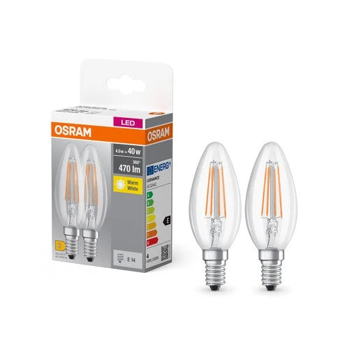 OSRAM BASE CL B FIL 40 LED-Lampe, 4W, 470lm, blanc chaud, E14