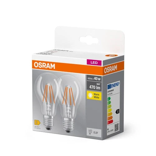 OSRAM BASE CL A FIL 40 Lampe LED, 4W, 470lm, Blanc chaud, E27