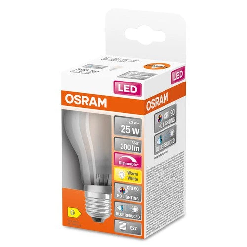 OSRAM SUPERSTAR+ CLASSIC A GLFR 25 LED-Lampe, 2,2W, 300lm, blanc chaud