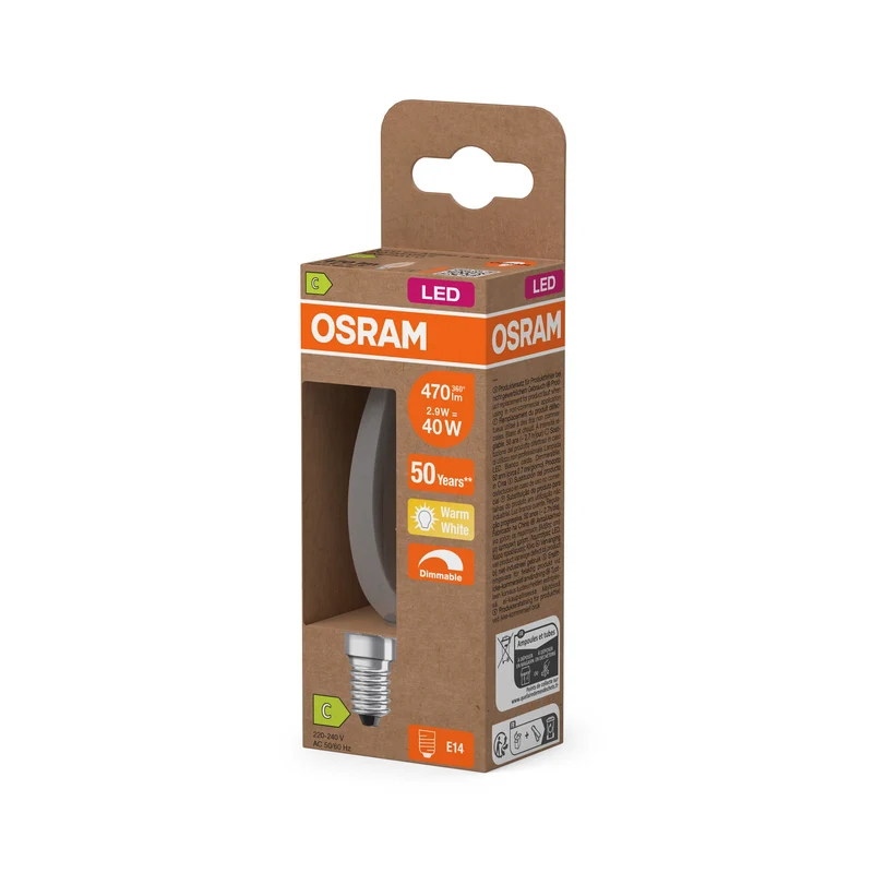 OSRAM SUPERSTAR+ CLASSIC B FIL 40 LED-Lampe, 2,9W, 470lm, blanc chaud, E14