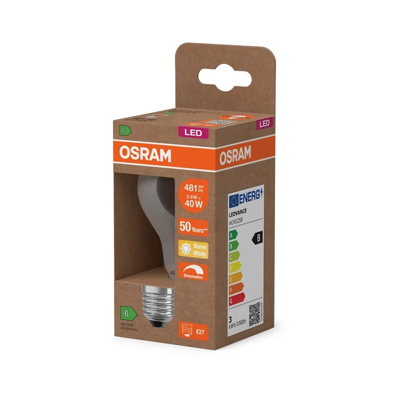 OSRAM SUPERSTAR+ CLASSIC A FIL 40 LED-Lampe, 2,6W, 481lm, blanc chaud