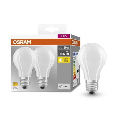 OSRAM BASE CL A GL FR 60 LED-Lampe, 6,5W, 806lm, blanc chaud, E27