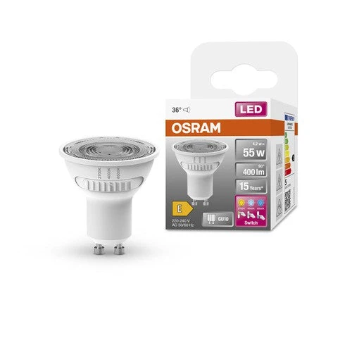 OSRAM LED SPOT PAR16 55 avec trois couleurs de lumière, 4,2W, 400lm