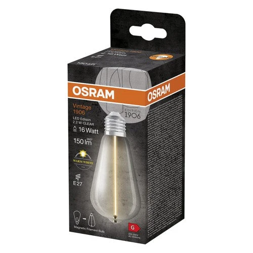 OSRAM Vintage 1906® Classique Edison LED-Lampe, 2,2W, 150lm, Blanc chaud, E27