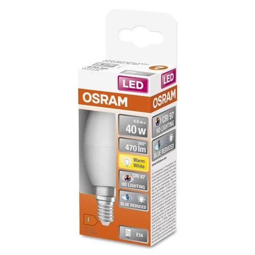 OSRAM SUPERSTAR+ CLASSIC B 40 FR LED-Lampe, 4,9W, 470lm, blanc chaud, E14