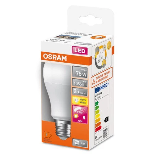 OSRAM SUPERSTAR+ CLASSIC A 75 FR Ampoule LED incl. capteur de mouvement et capteur de lumière du jour, 10W, 1055lm, blanc chaud