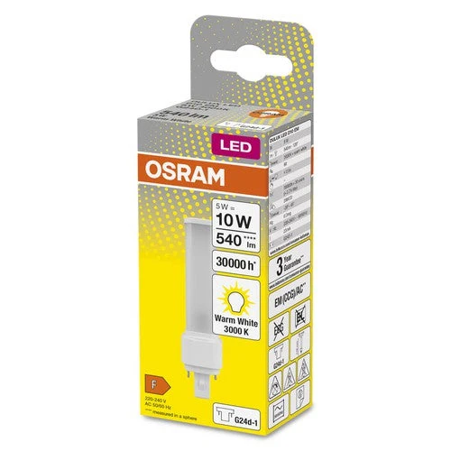 OSRAM DULUX LED-Lampe D10 EM, 5W, 540lm, 3000K, blanc chaud
