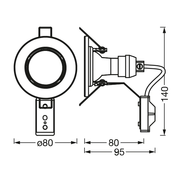 LEDVANCE Spots encastrables en lot de 5, Ø 80mm, incl. 5x ampoules GU10-OSRAM (5x 2,6W), blanc, boîtier métallique, protection IP20