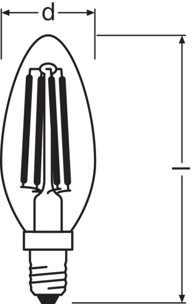 Ampoules LED OSRAM, forme classique de mini bougie, remplacement de 40 watts, E14, B-shape, 2700 Kelvin, blanc chaud, verre transparent, pack de 2