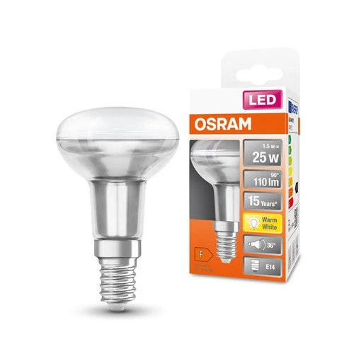 OSRAM ampoules LED réflecteur R50 avec culot à vis retrofit, remplacement 25 watts, E14, forme R50, 2700 kelvin, blanc chaud, verre clair