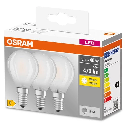 OSRAM LED Base Lampe LED mate (ex 40W) 4W / 2700K blanc chaud E14 pack de 3