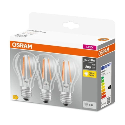 OSRAM LED BASE Lampe CL A FIL 60 non-dim 7W/827 E27, blanc chaud