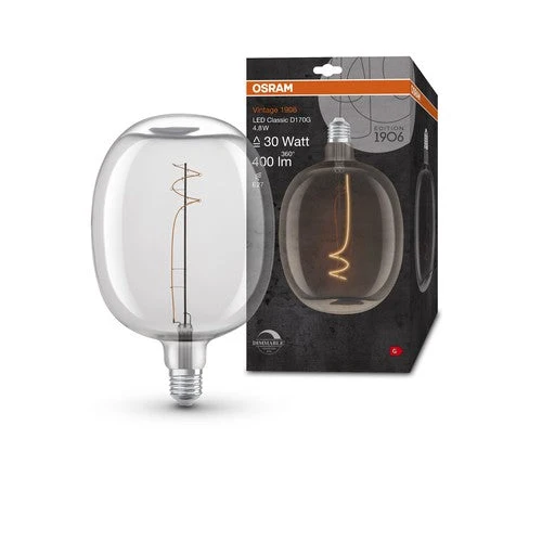 OSRAM Vintage 1906 LED-Lampe, verre blanc, 4,8W, 400lm, E27, blanc chaud, E27
