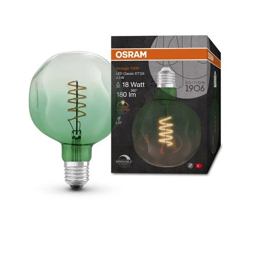 OSRAM Vintage 1906 LED-Lampe, teinte verte, 4,5W, 180lm, blanc chaud, E27