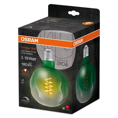 OSRAM Vintage 1906 LED-Lampe, teinte verte, 4,5W, 180lm, blanc chaud, E27