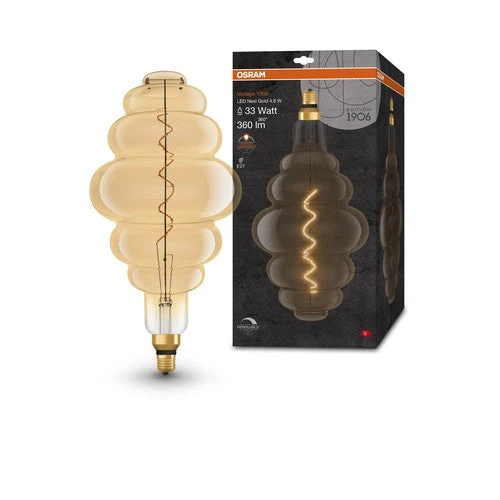 OSRAM Vintage 1906 LED-Lampe, teinte dorée, 4,8W, 360lm, blanc chaud, E27