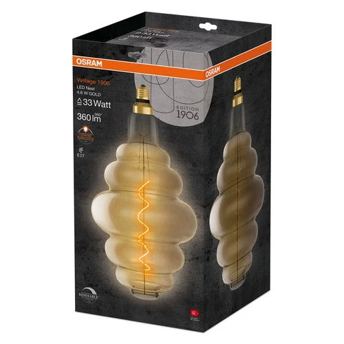 OSRAM Vintage 1906 LED-Lampe, teinte dorée, 4,8W, 360lm, blanc chaud, E27