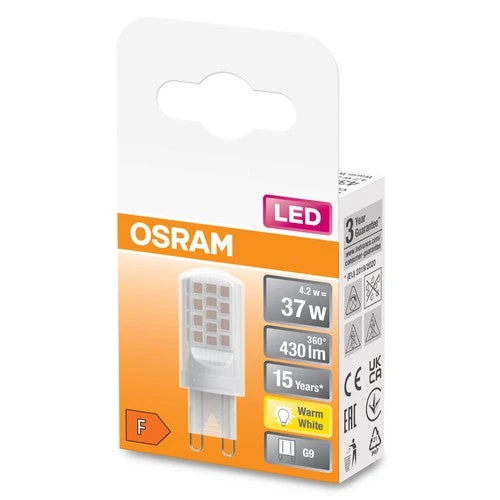 OSRAM LED lampe à broche PIN G9 avec douille retrofit G9 3.8W, blanc chaud