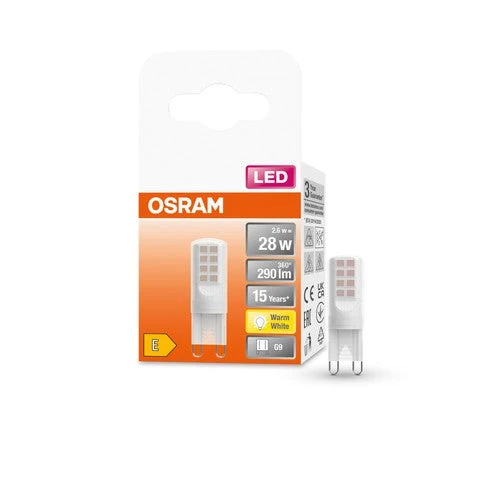 OSRAM LED lampe à broche PIN G9 avec douille retrofit G9 2.6W, blanc chaud