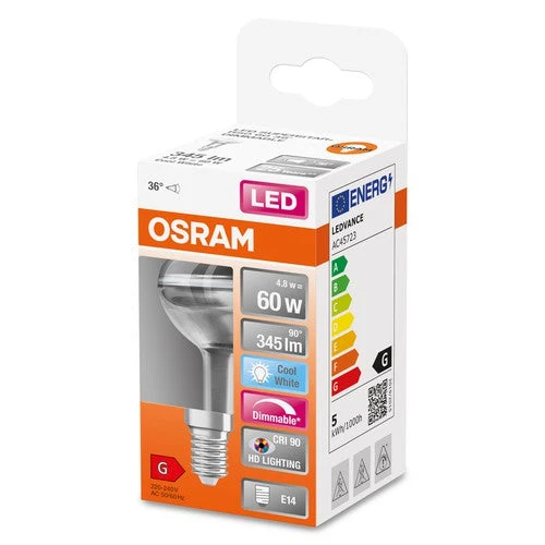 OSRAM Lampe réflecteur LED dimmable LED SUPERSTAR + spot R50 GL 60 DIM 4,8W/940 E14 IRC90 BOÎTE, blanc froid