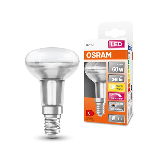 OSRAM Lampe réflecteur LED dimmable LED SUPERSTAR + spot R50 GL 60 DIM 4,8W/927 E14 IRC90 BOÎTE, blanc chaud
