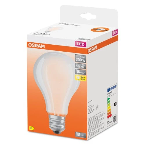 OSRAM Lampe LED LED STAR CLASSIC A blanc chaud 2700K 24W remplacement 200W mat E27