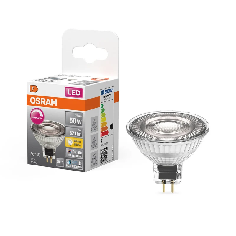 OSRAM Dimmbare LED Reflektor-Lampe LED SUPERSTAR + spot MR16 GL 50 DIM 6.8W/927 CRI90 GU5.3 , Blanc chaud