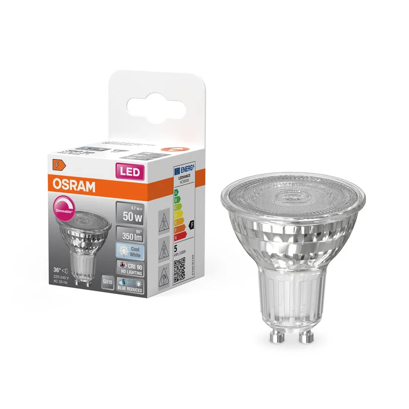 OSRAM Lampe Réflecteur LED Dimmable LED SUPERSTAR + spot PAR16 GL 50 DIM 4,7W/940 GU10 IRC90, Blanc froid
