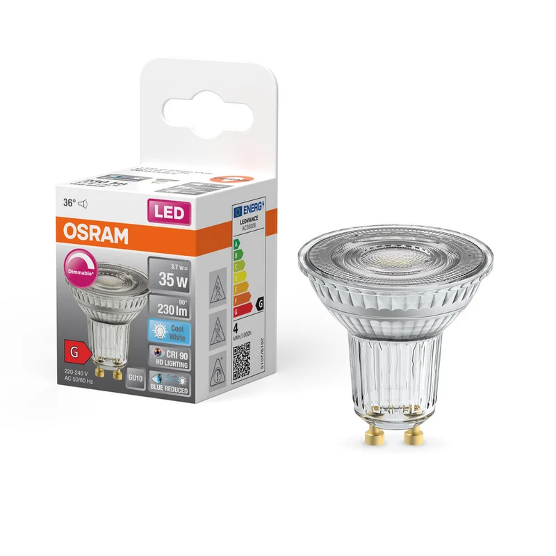 OSRAM Lampe Réflecteur LED Dimmable LED SUPERSTAR + spot PAR16 GL 35 DIM 3,7W/940 IRC90 GU10, Blanc froid