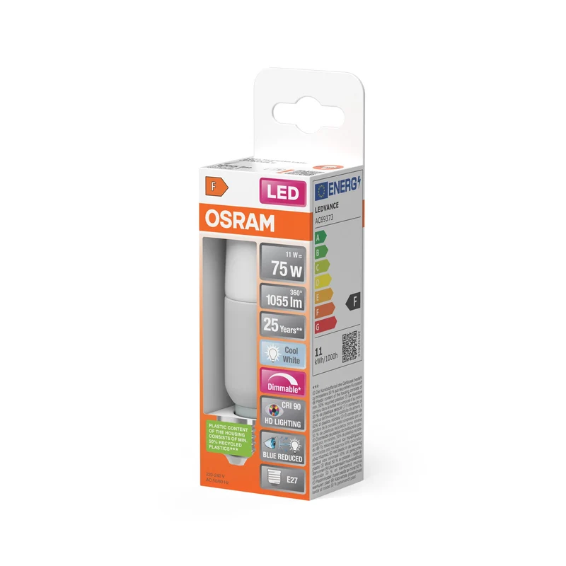 OSRAM Superstar ampoule LED à intensité variable avec un rendu des couleurs particulièrement élevé (CRI90) pour culot E27, aspect mat ,blanc froid (4000K), 1050 lumens, remplace les ampoules traditionnelles de 75W, à intensité variable, 1 pack