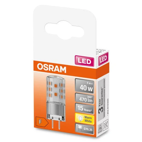 OSRAM LED lampe à broche PIN 12V clair (ex 40W) 4W / 2700K blanc chaud GY6.35