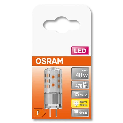 OSRAM LED lampe à broche PIN 12V clair (ex 40W) 4W / 2700K blanc chaud GY6.35