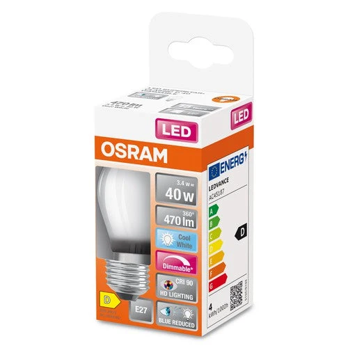 OSRAM FILAMENT LED-Lampe LED SUPERSTAR+ CL P FIL 40 dim 3,4W/927 E27 IRC90 BOÎTE, E27, blanc froid