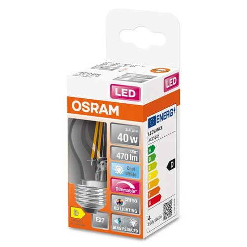 OSRAM FILAMENT LED-Lampe LED SUPERSTAR+ CL P GL FR 40 dim 3,4W/927 E27 IRC90 BOÎTE, E27, blanc froid