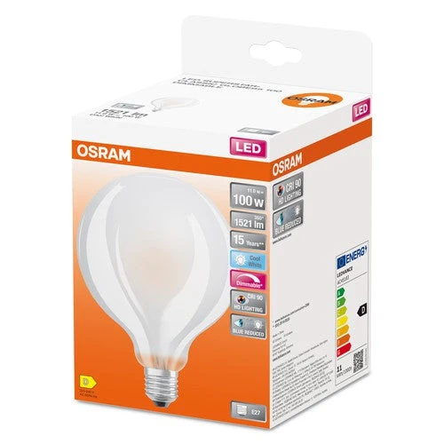 OSRAM Ampoule LED à filament dimmable LED SUPERSTAR+ CL GLOBE95 GL FR 100 dim 11W/940 E27 CRI90 BOX, E27, blanc froid