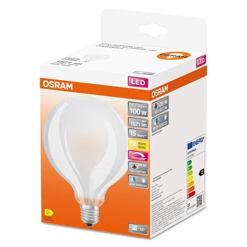 OSRAM Ampoule LED à filament dimmable LED SUPERSTAR+ CL GLOBE95 GL FR 100 dim 11W/927 E27 CRI90 BOX, E27, blanc chaud