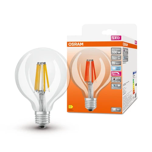 OSRAM Ampoule LED à filament dimmable LED SUPERSTAR+ CL GLOBE95 FIL 100 dim 11W/940 E27 CRI90 BOÎTE, E27, Blanc froid