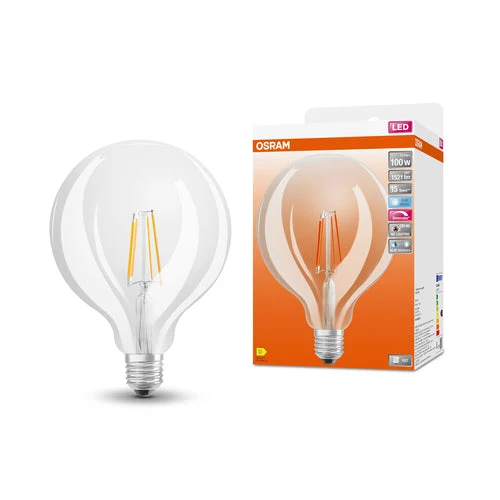 OSRAM Ampoule LED à filament dimmable LED SUPERSTAR+ CL GLOBE125 FIL 100 dim 11W/940 E27 CRI90 BOÎTE, Blanc froid, E27